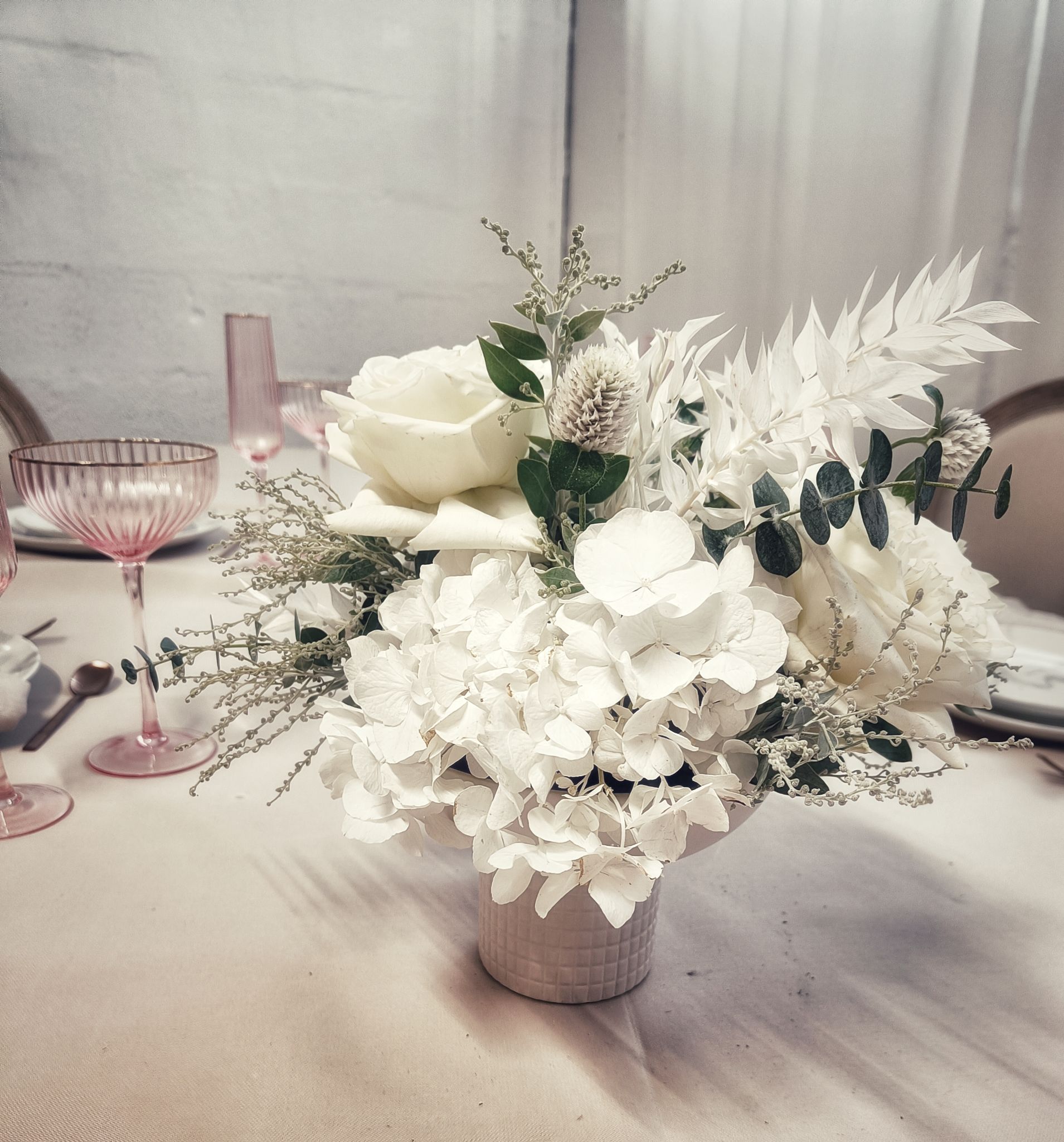 Centre table mariage blanc