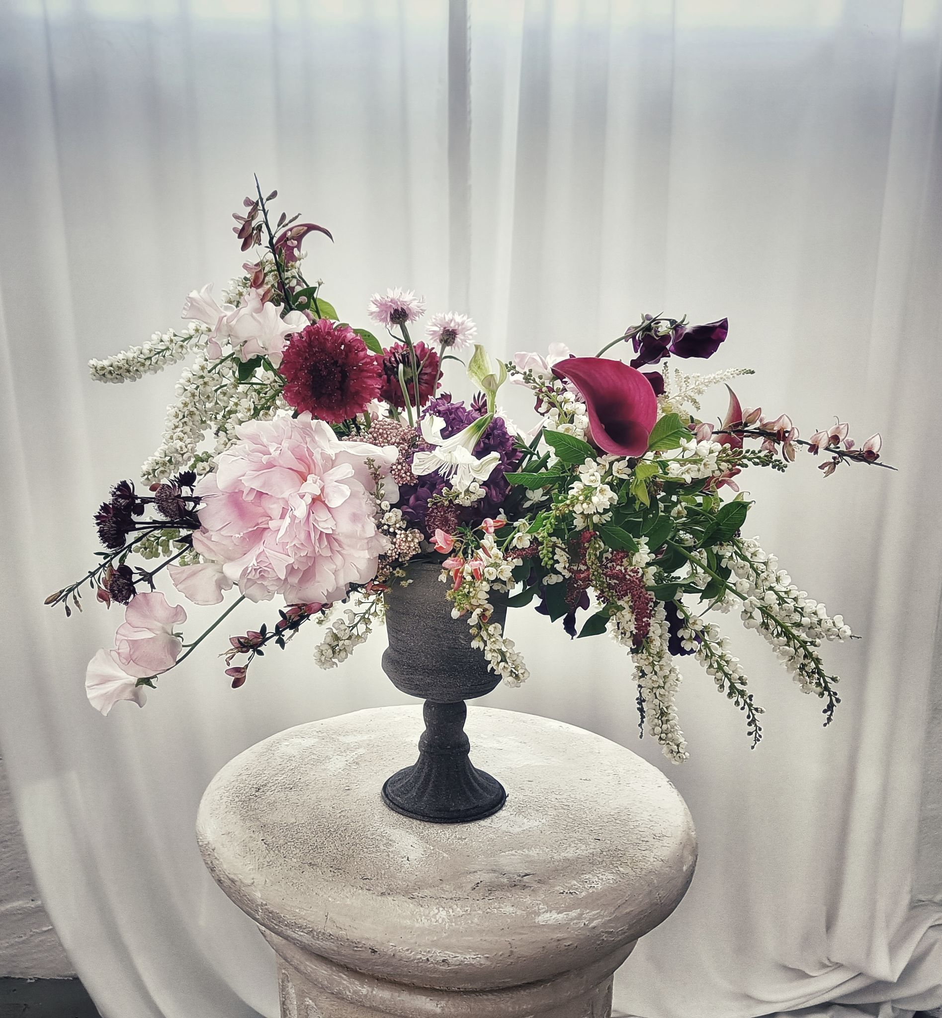 Centre table mariage fineart purple destructure