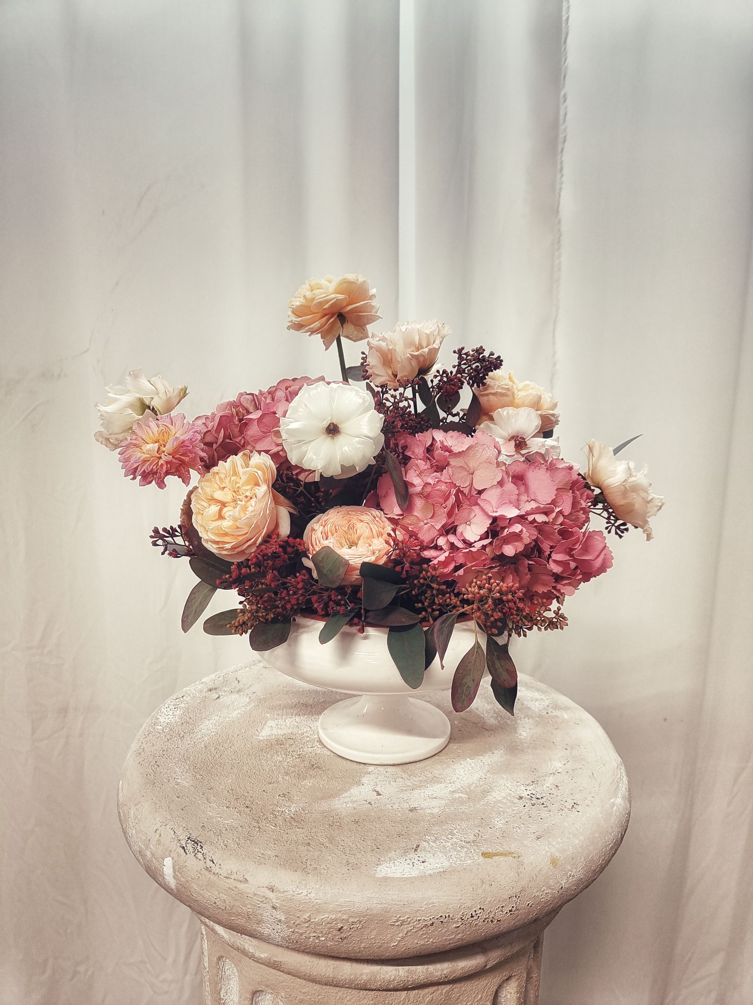 Centre table mariage hortensia boheme