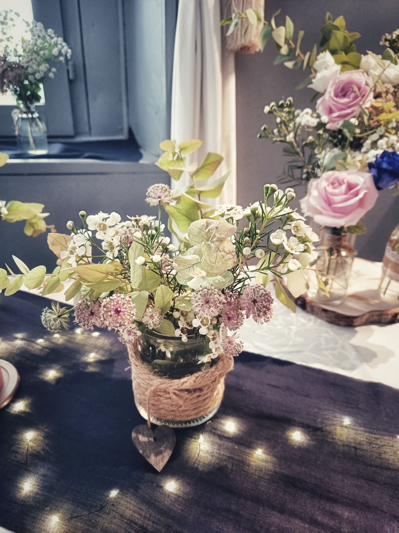 Mariage bleu nuit bouquet fleurs champetre