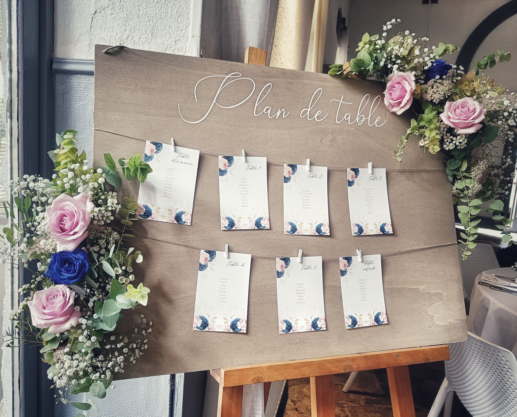 Mariage bleu nuit plan table