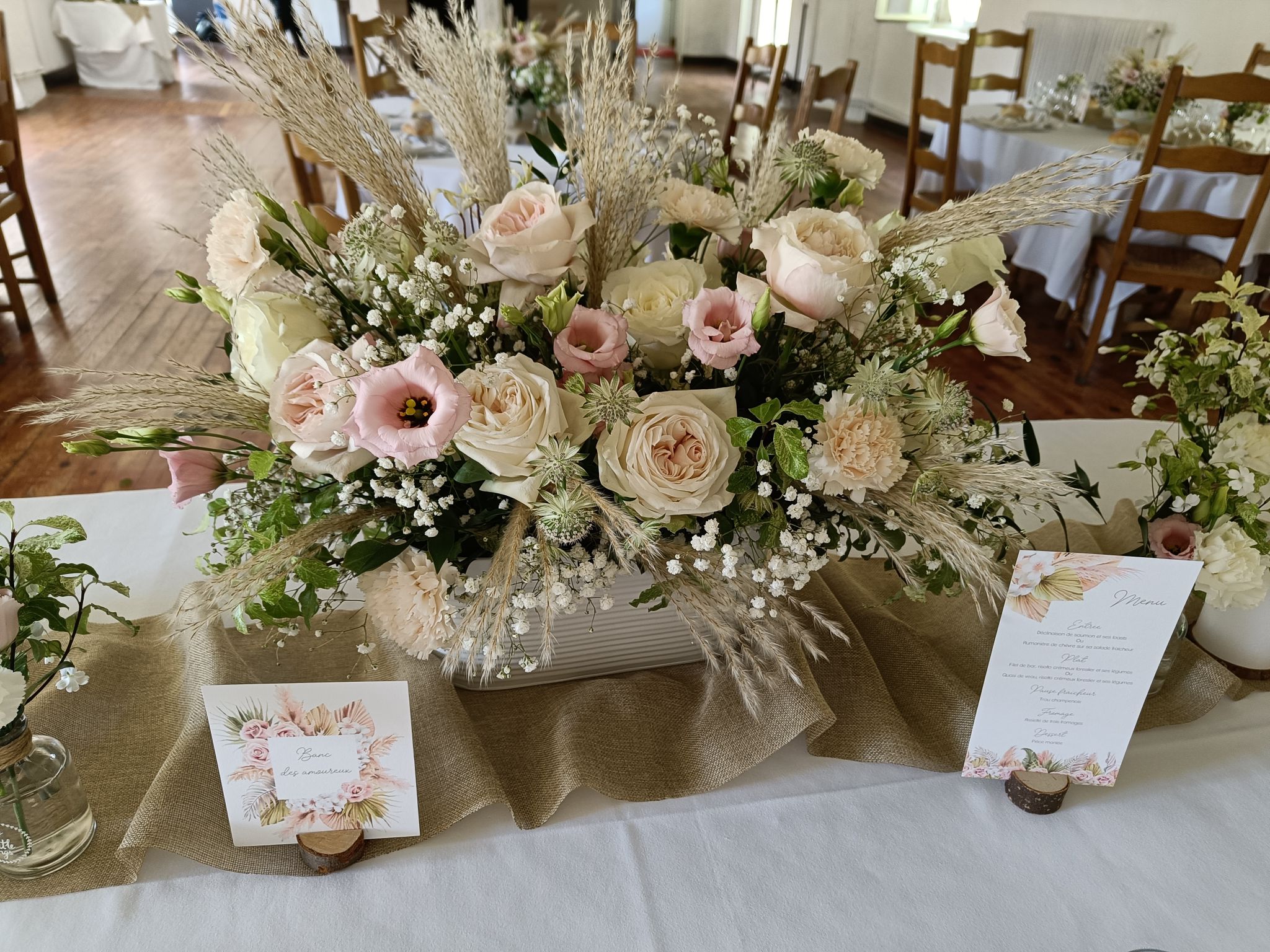 Mariage boheme centre table honneur