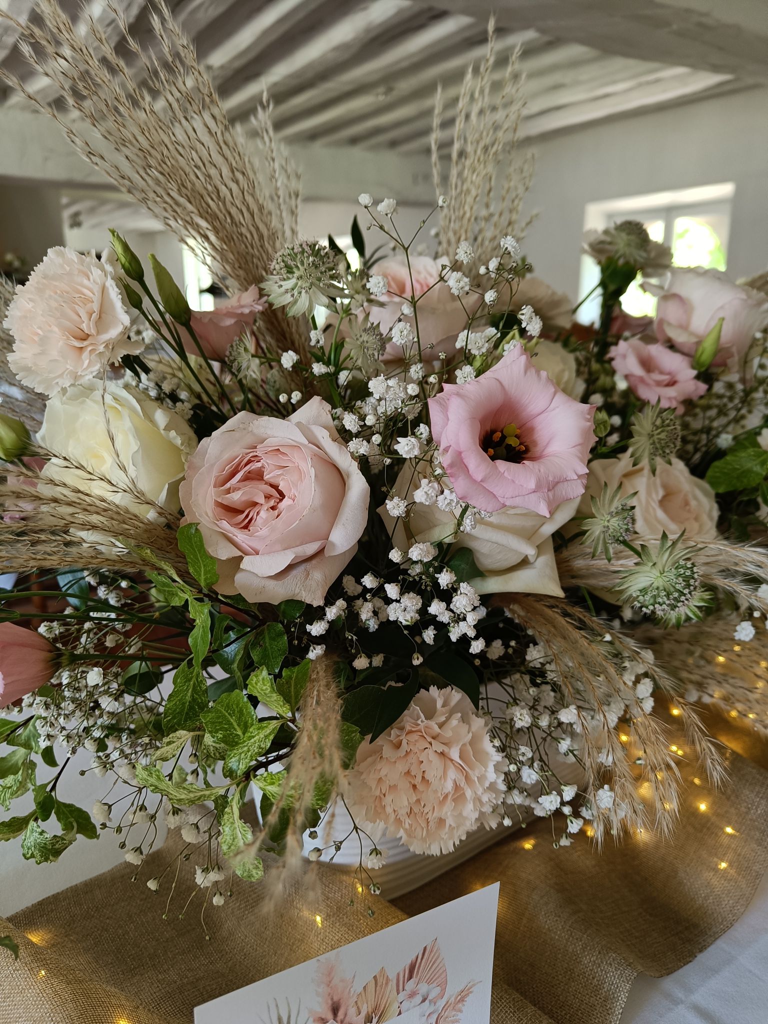 Mariage boheme table centre table fleurs