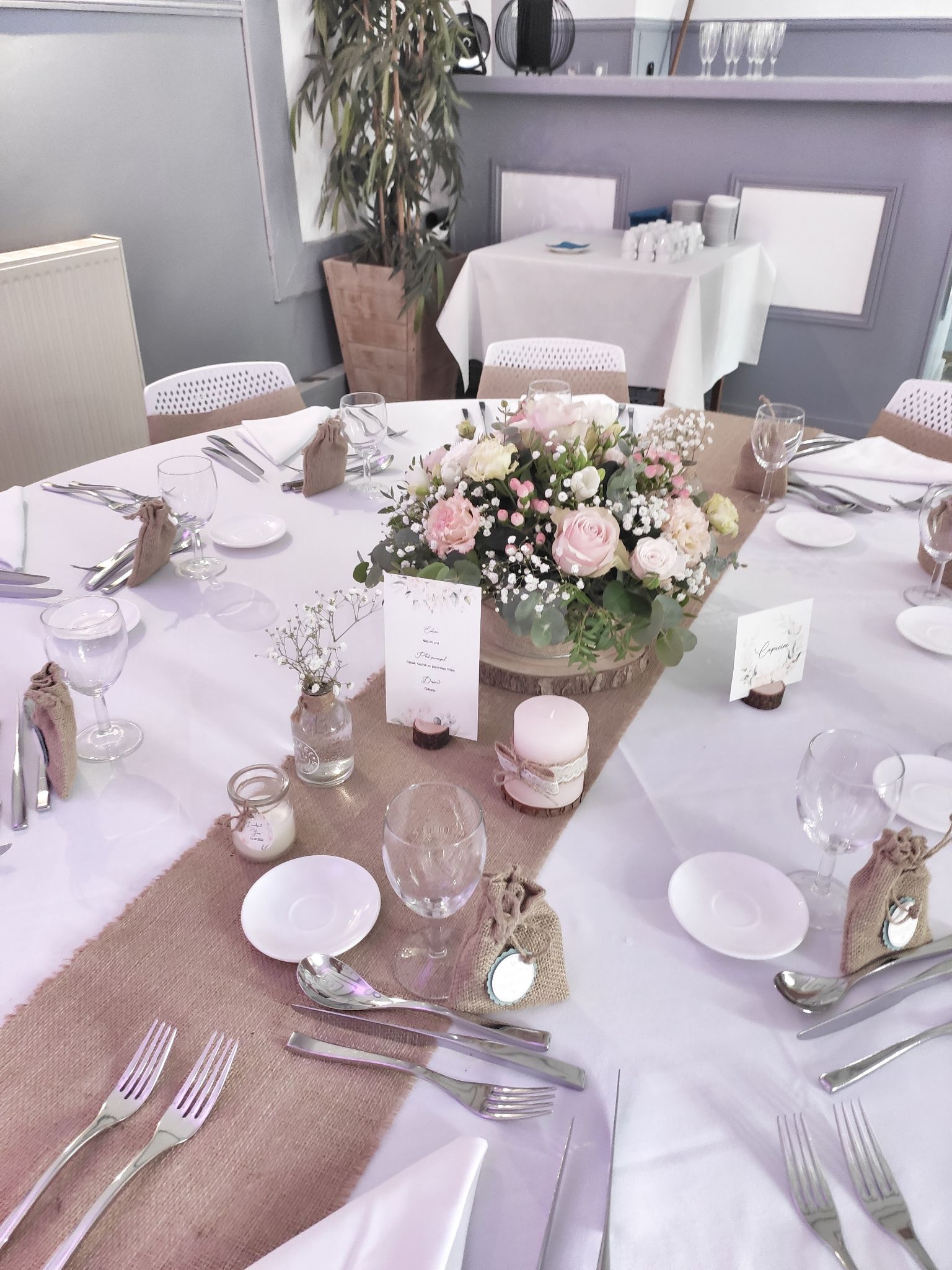 Mariage champetre decoration table