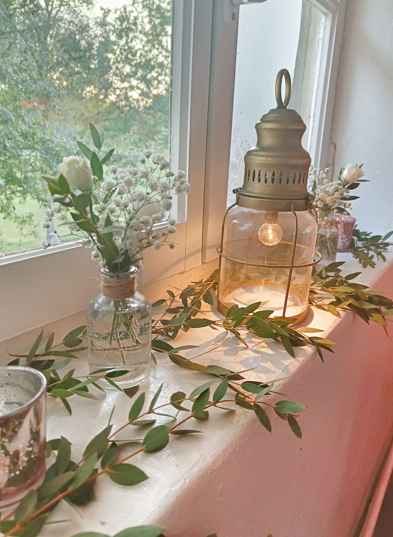 Mariage nature lin lanterne