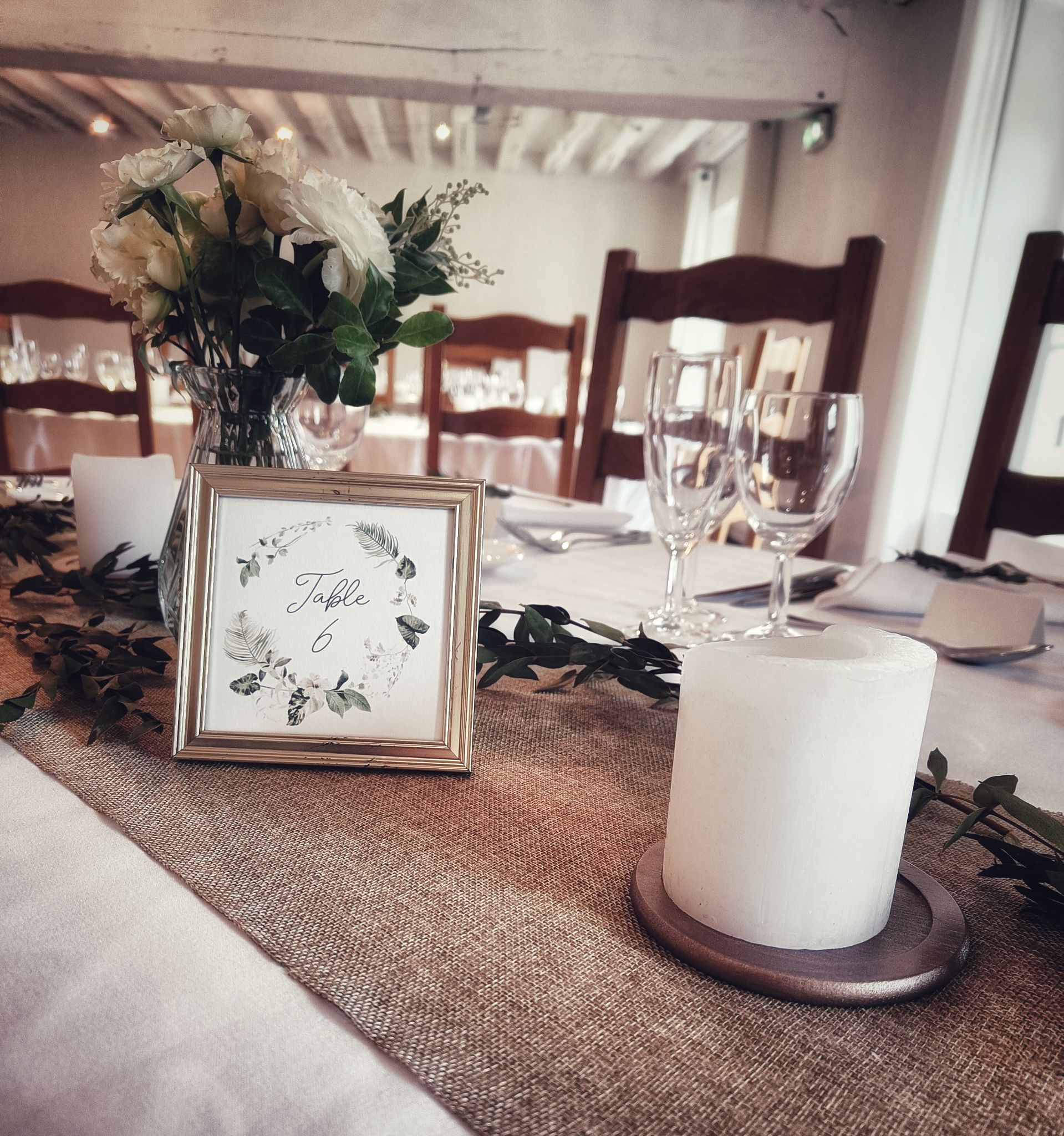 Mariage nature lin numero table