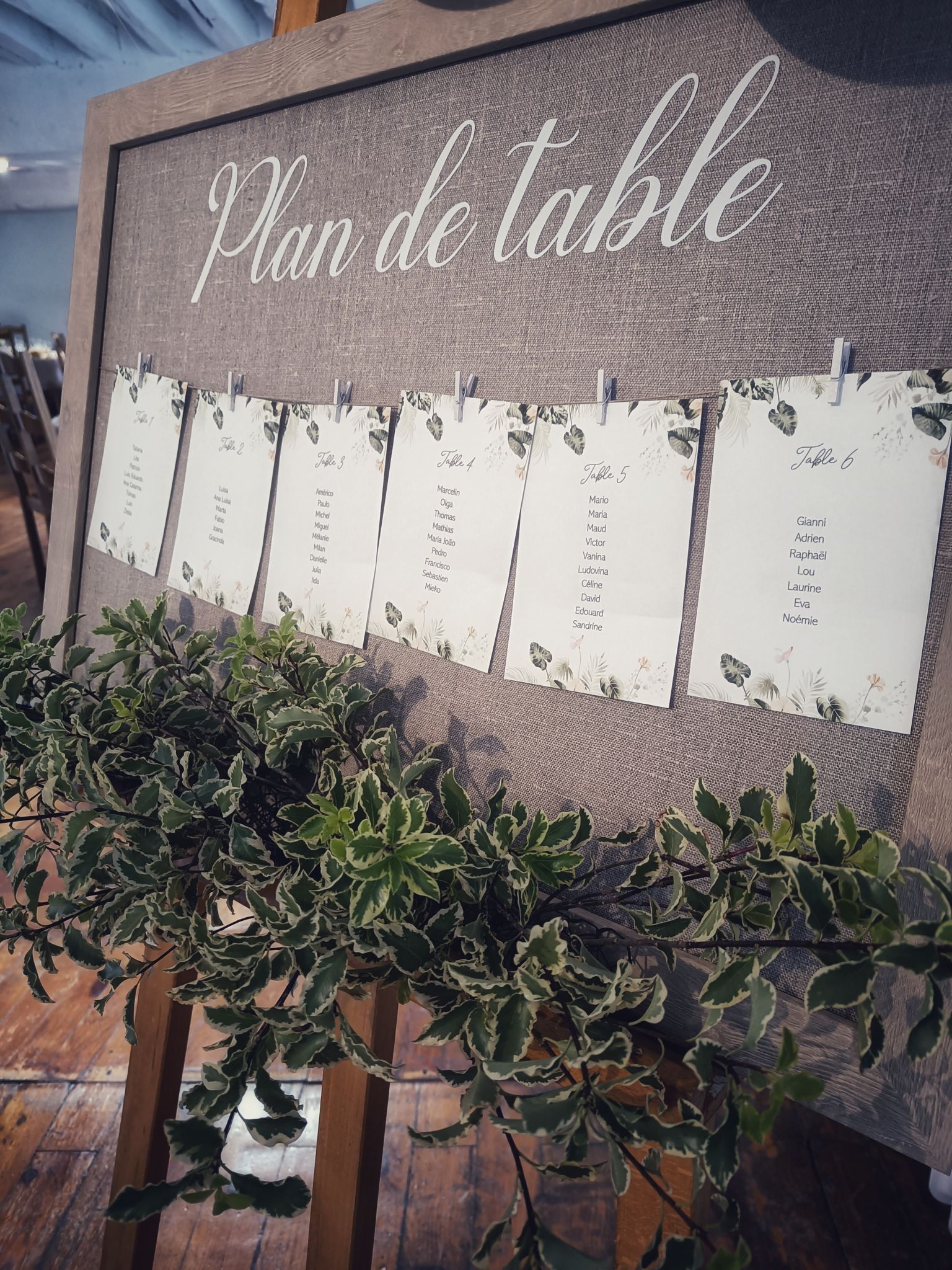 Mariage nature lin plan table
