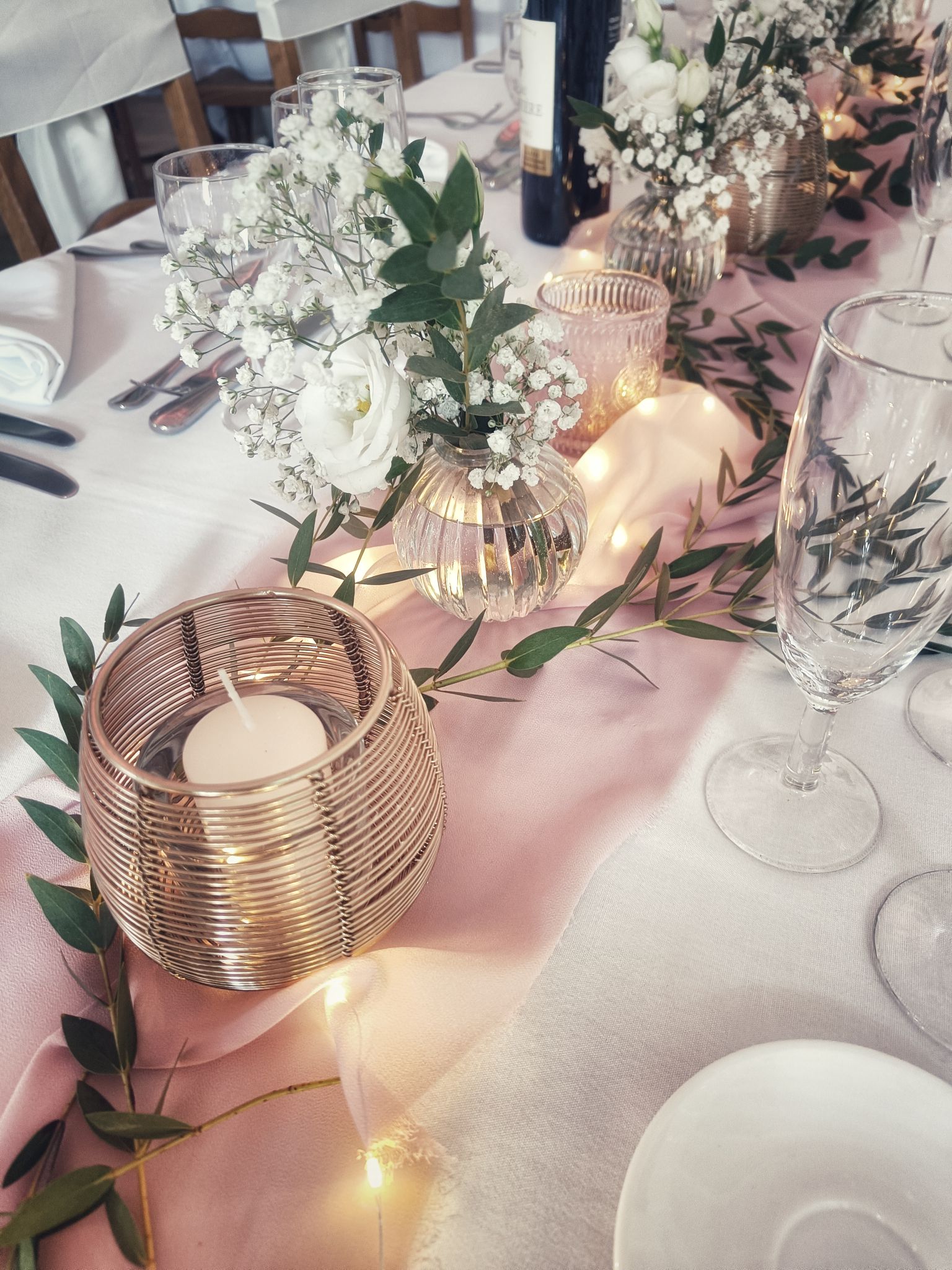 Mariage romantique nature bougies photophores