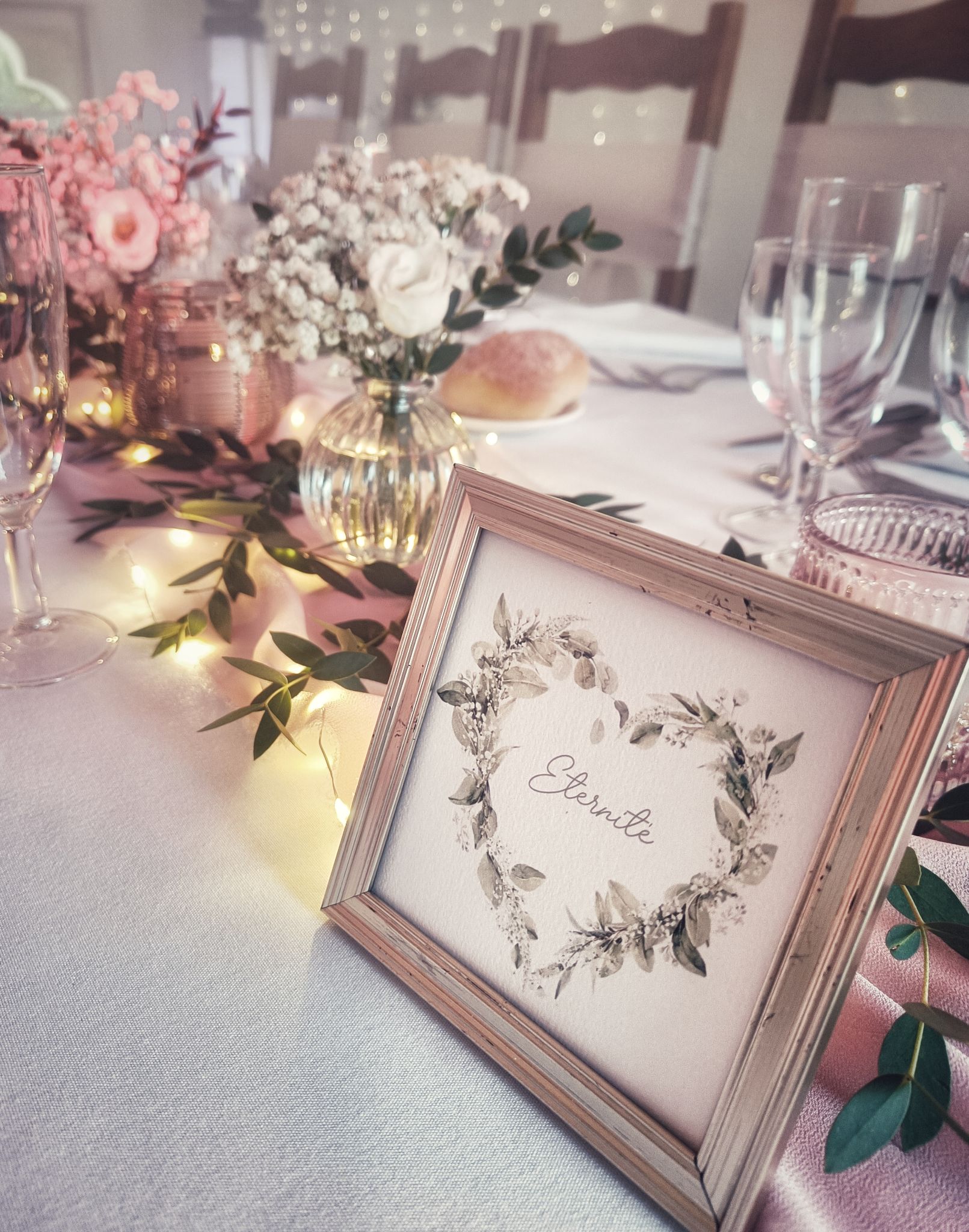 Mariage romantique nature nom table