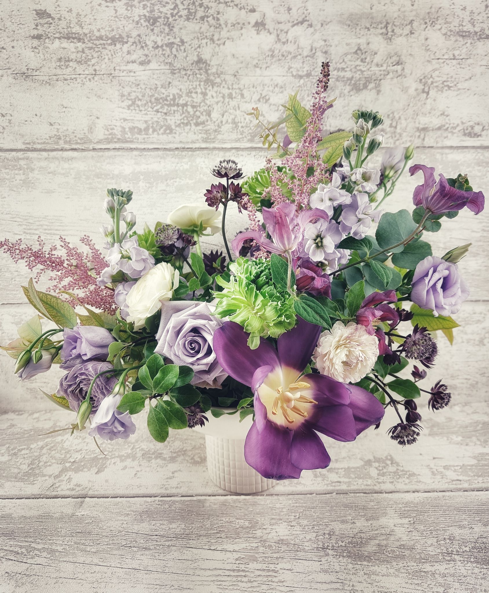 Purple bouquet mariage centre table