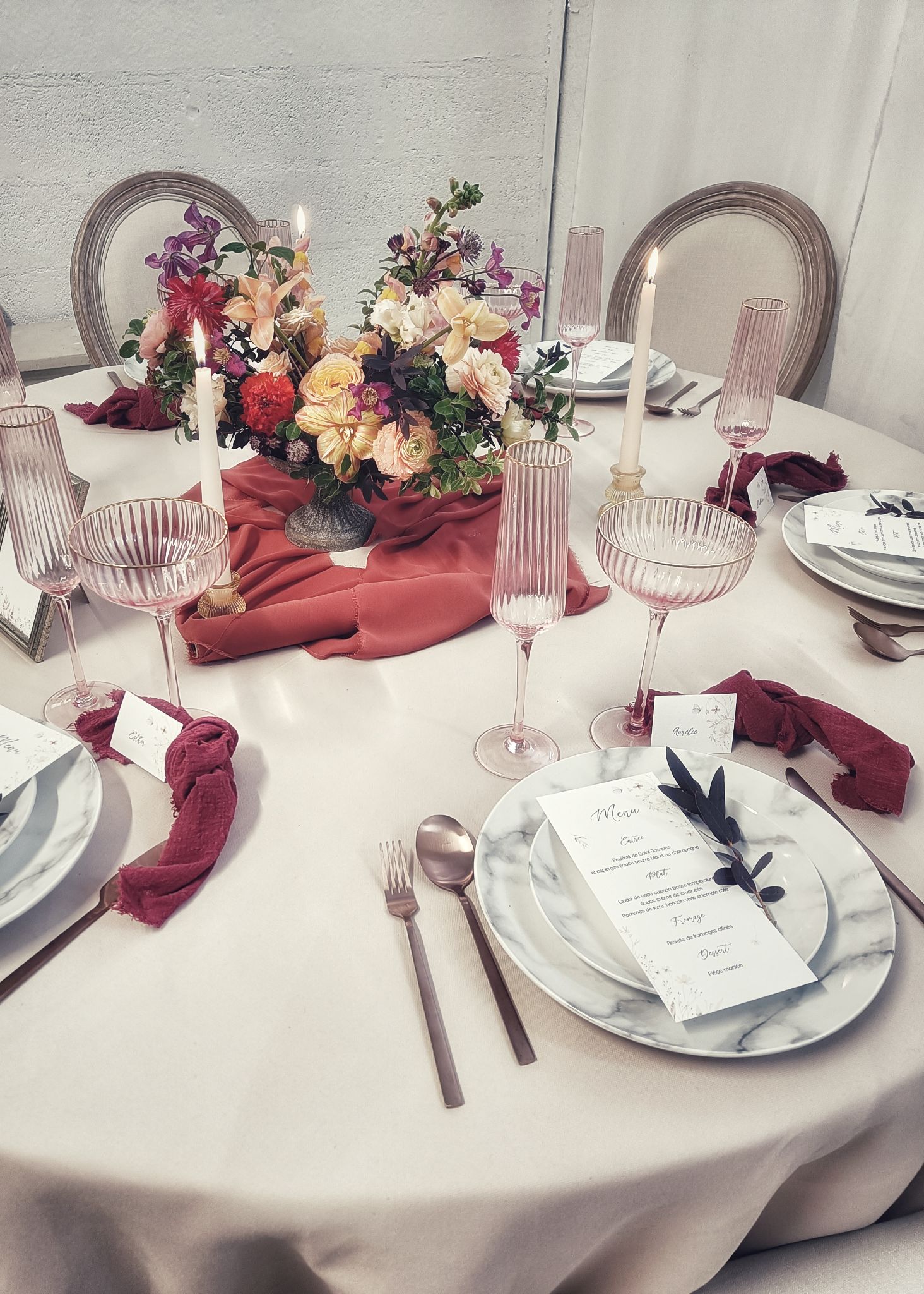 Terracotta centre table bougie centre table fleurs