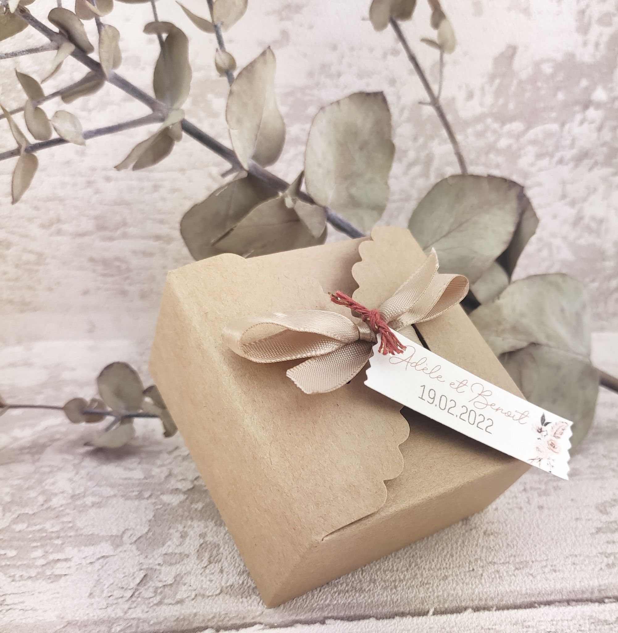 Boite dragees mariage kraft