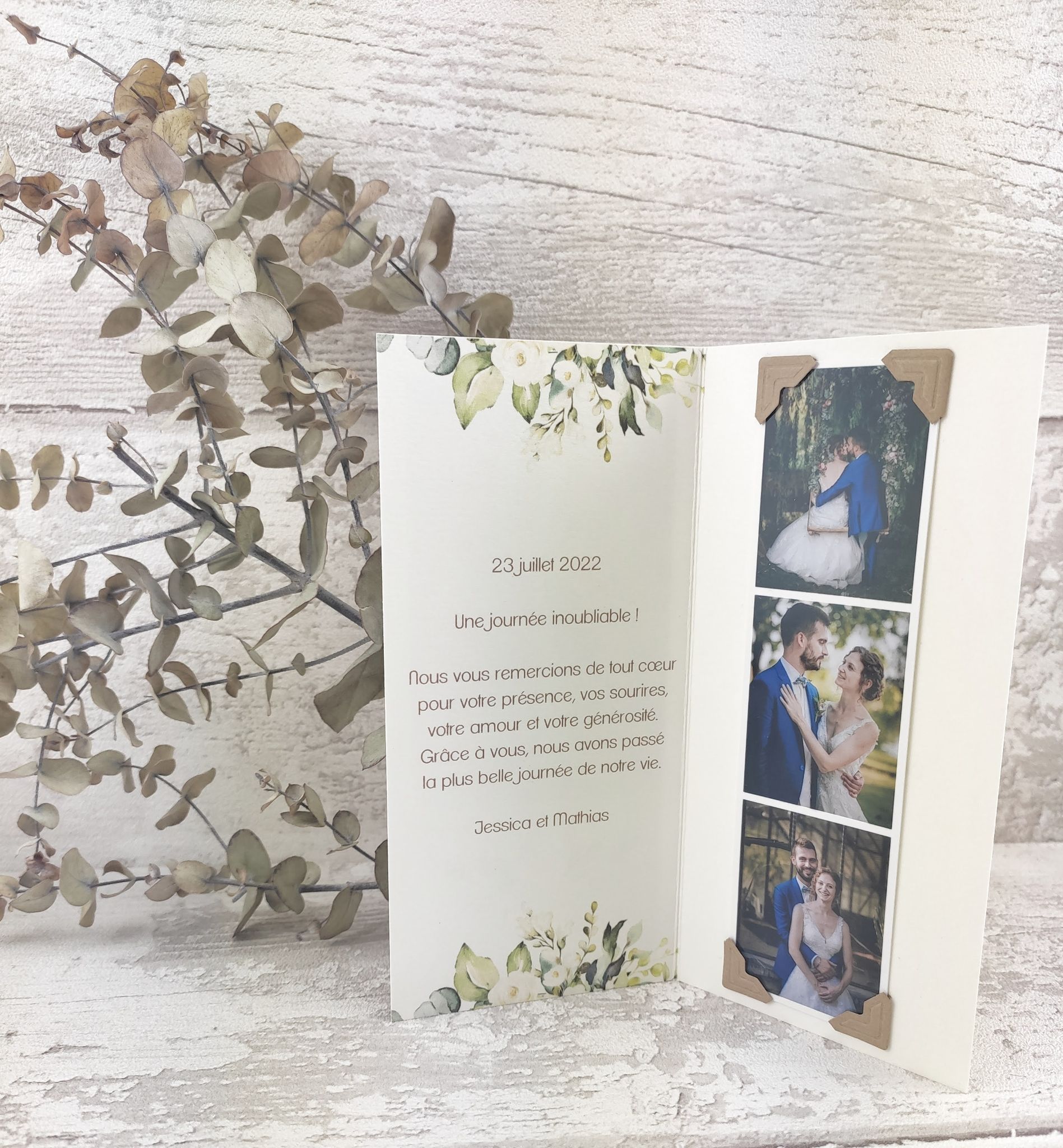 Carte remerciement mariage photomaton