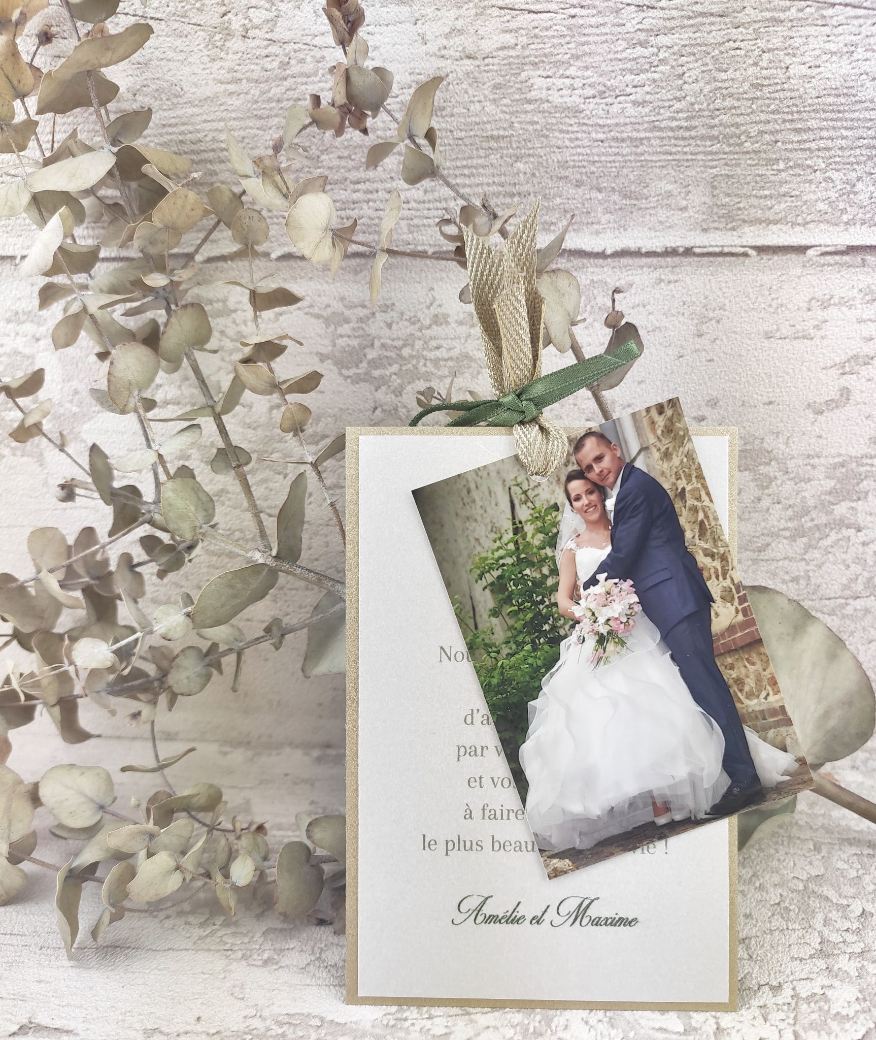 Carte remerciement mariage tag photo