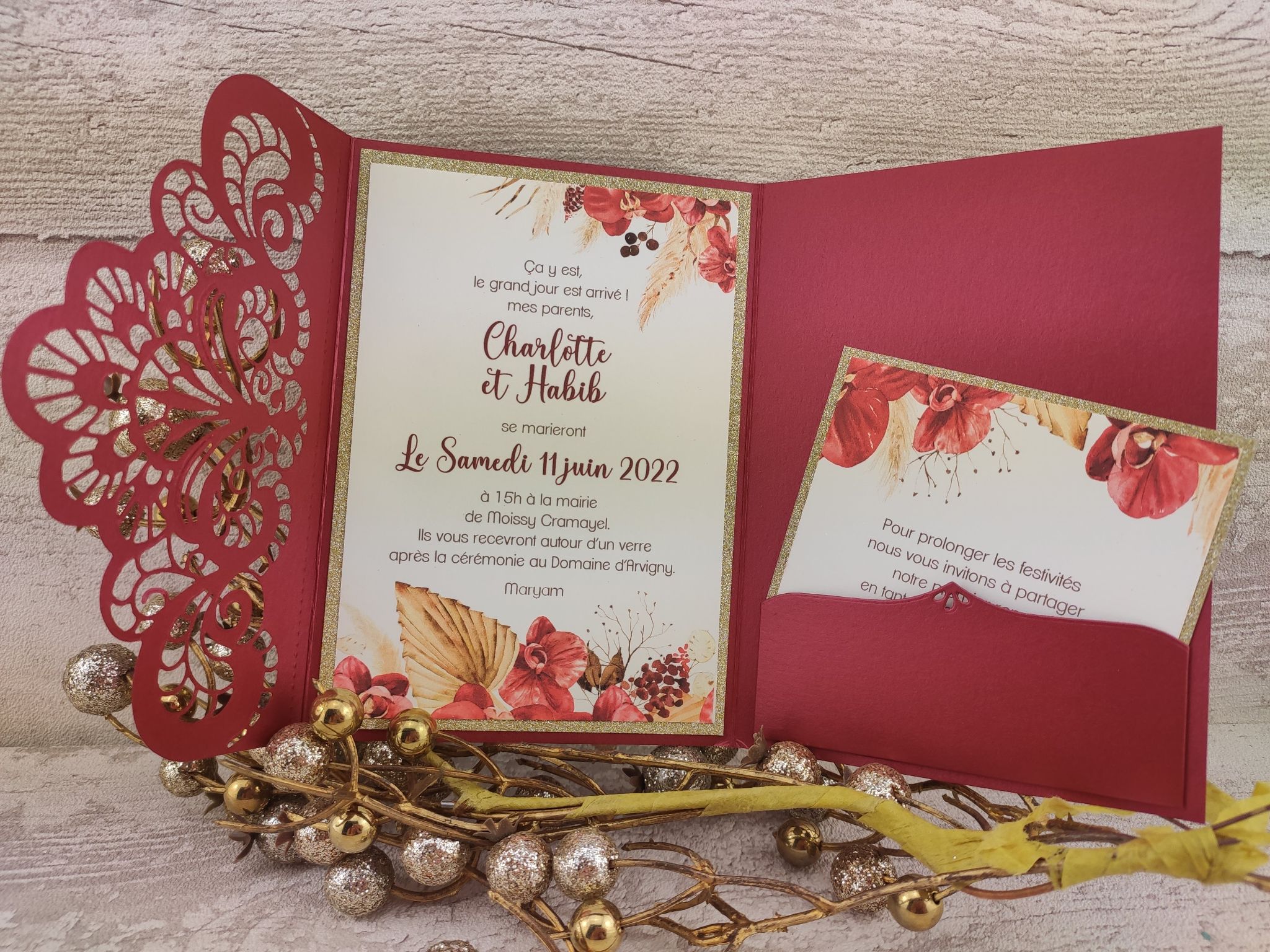 Faire part cisele rouge or oriental2