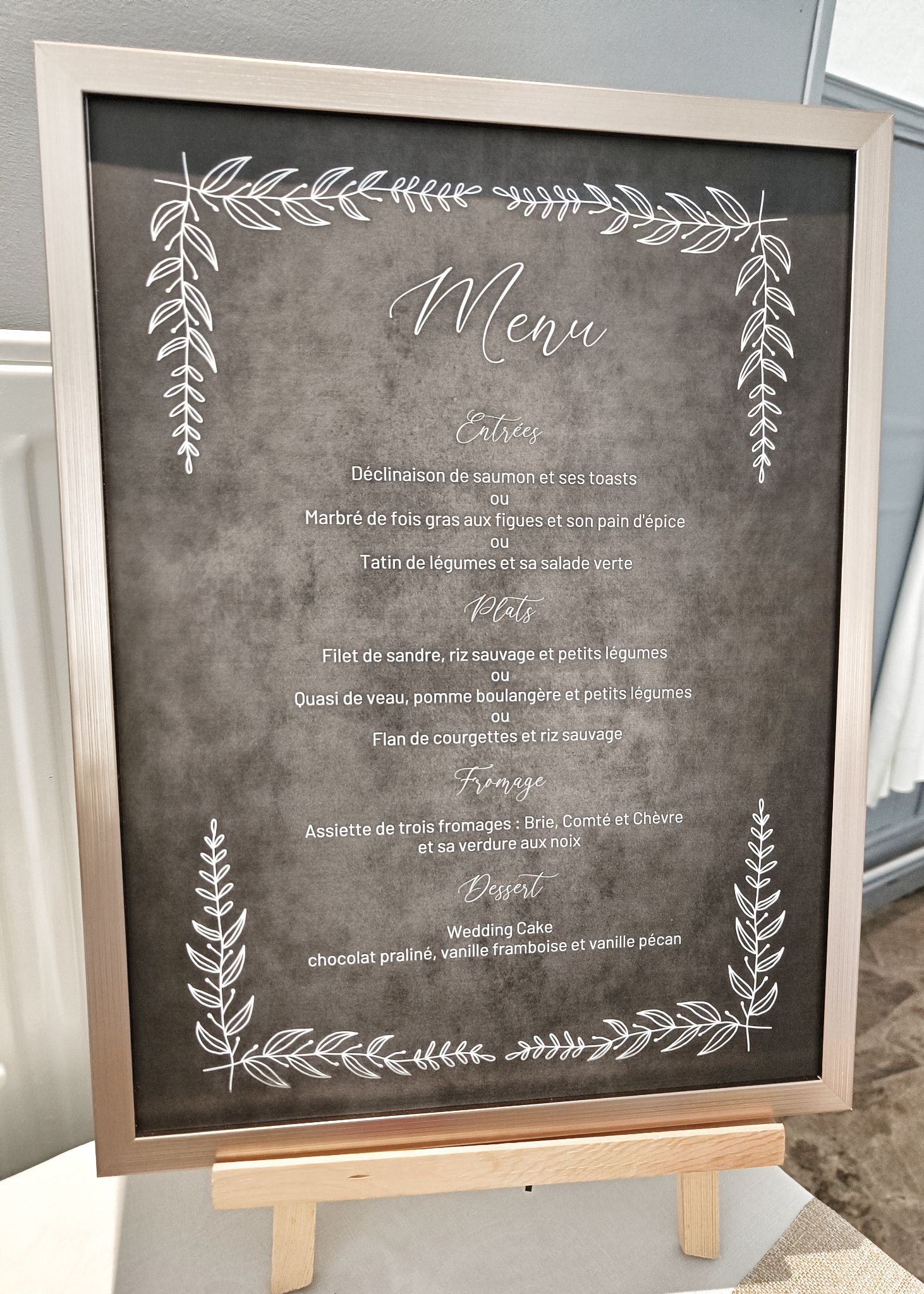 Menu mariage ardoise