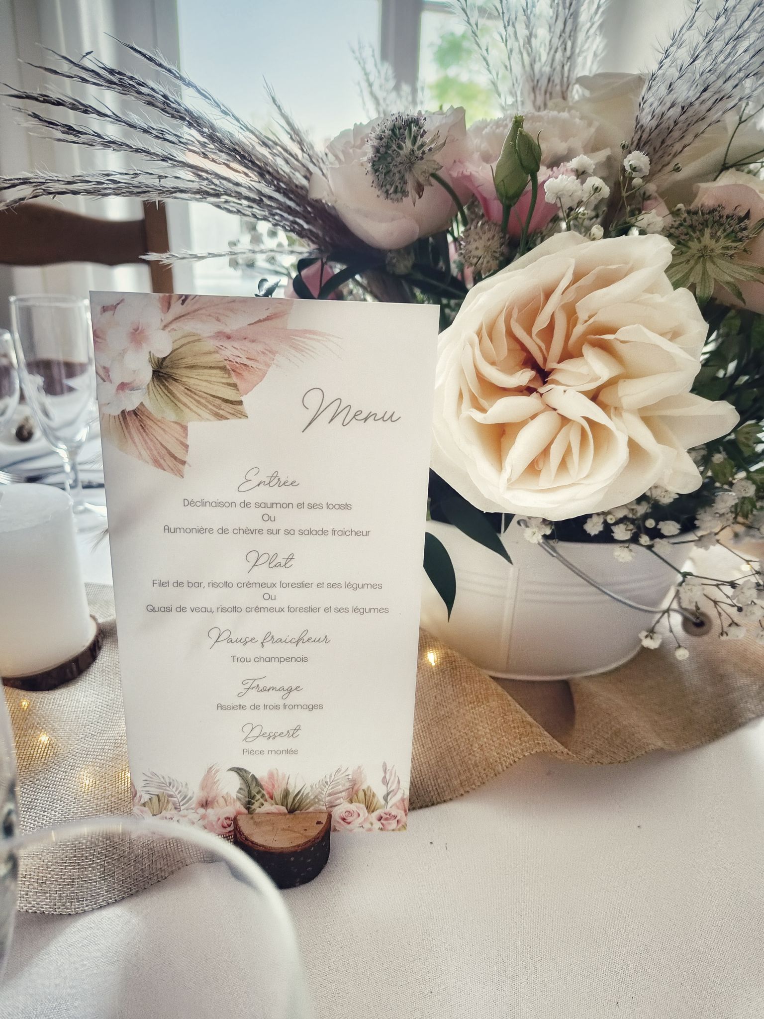 Menu mariage boheme