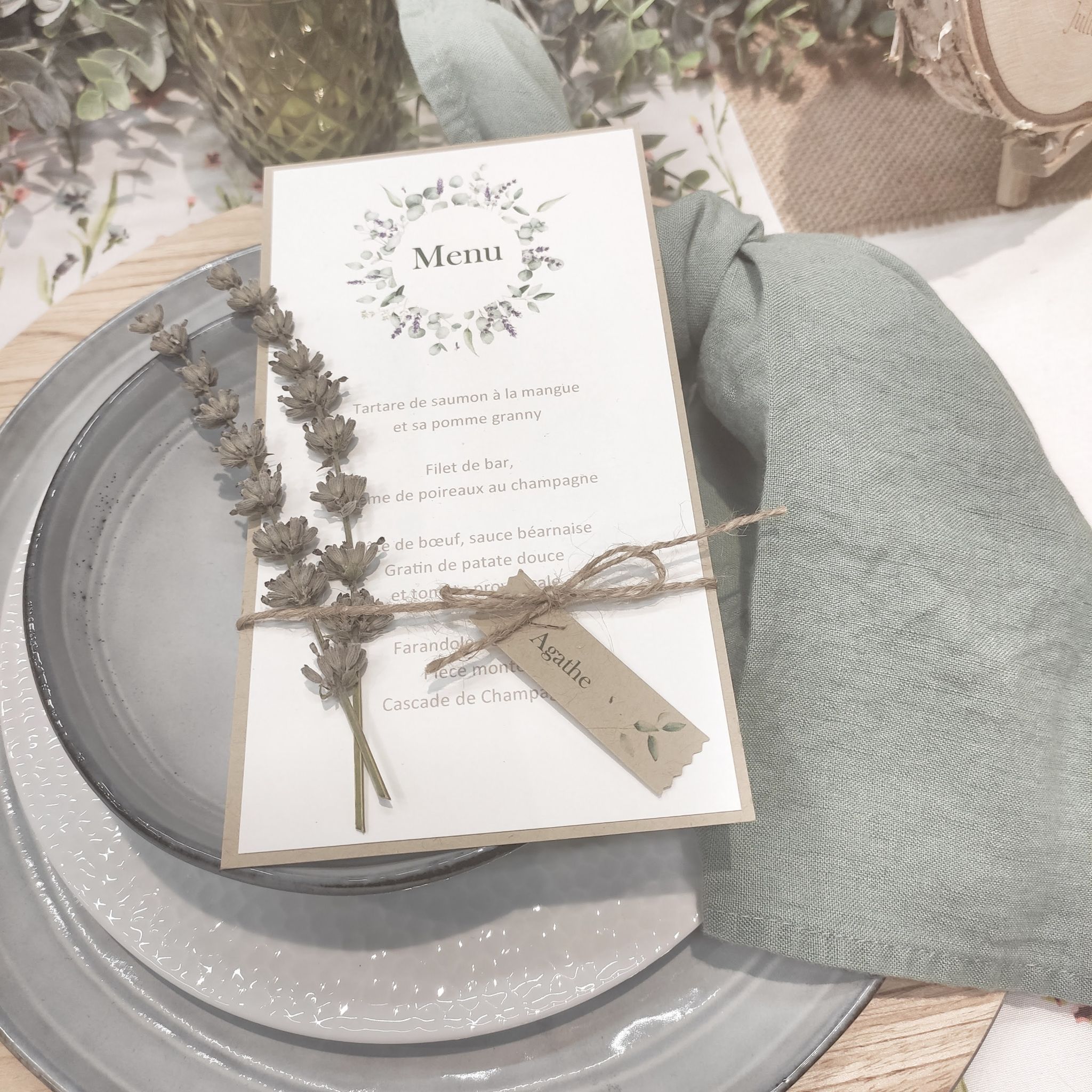 Menu mariage lavande