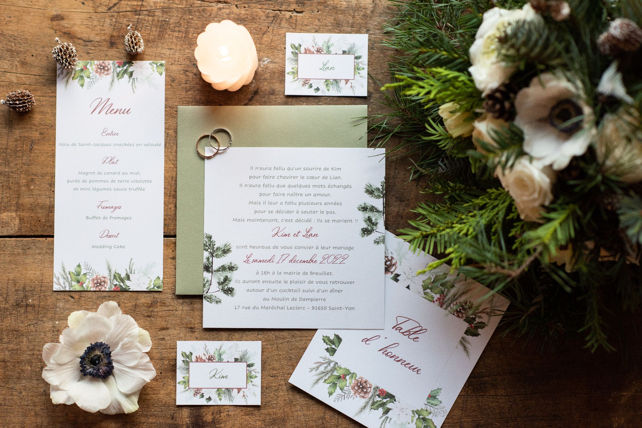 Papeterie mariage noel