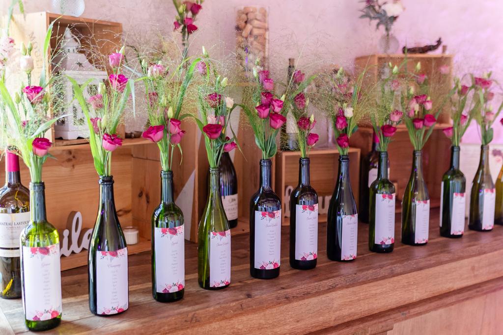 Plan table mariage bouteille vin