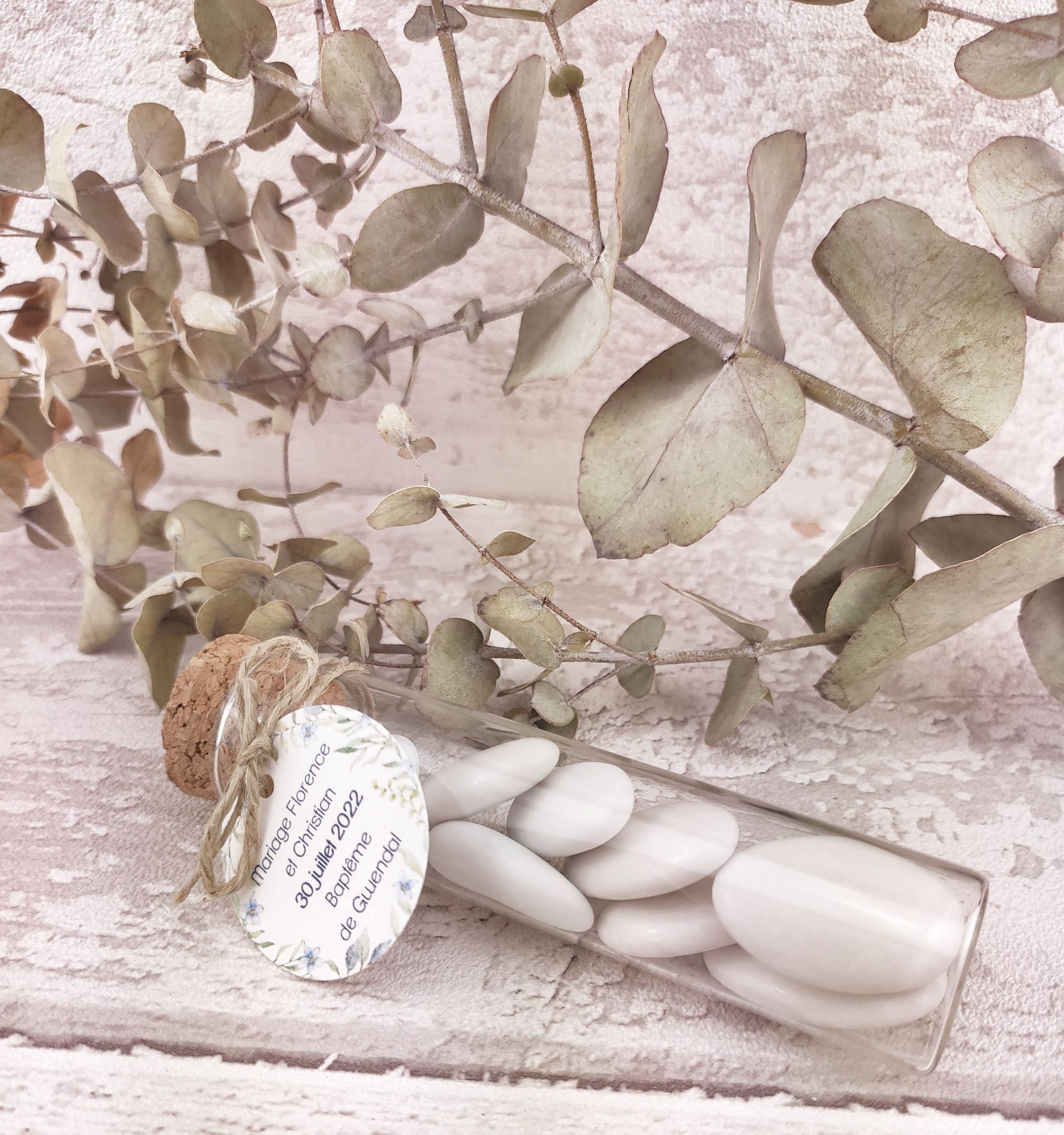 Tube eprouvette dragees mariage