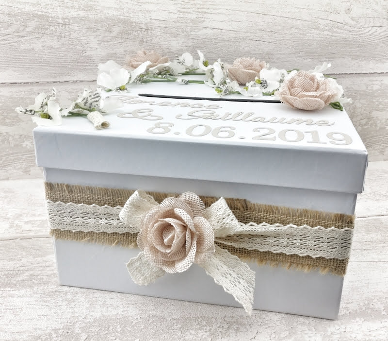 Urne mariage champetre jute