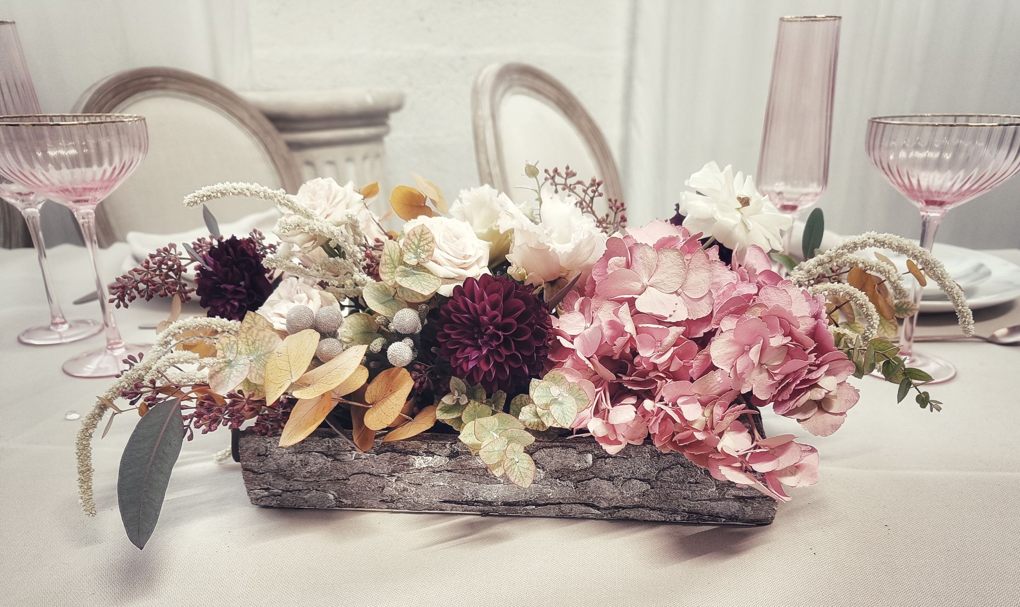 Centre table mariage bas bois